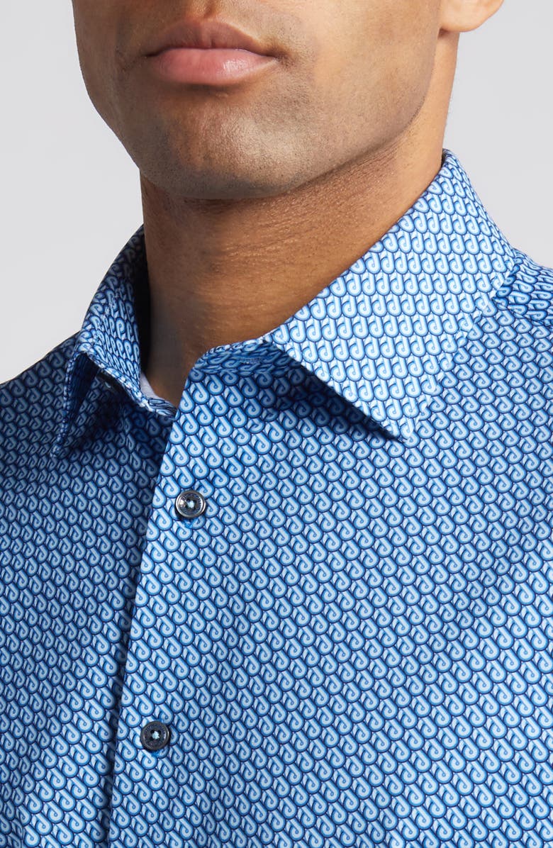 Bugatchi Miles OoohCotton<sup>®</sup> Geometric Short Sleeve Button-Up Shirt, Alternate, color,