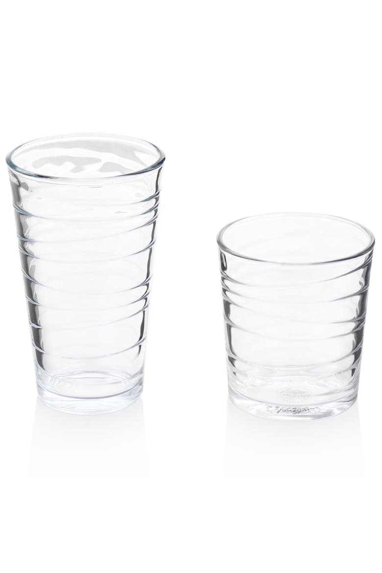 16 Piece Swirl Clear Assorted Glassware Set, Alternate, color, Clear