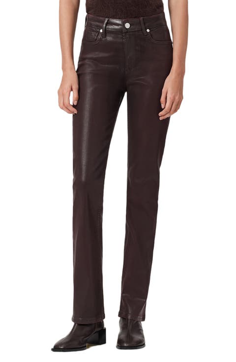 Haldan Coated Straight Leg Jeans (Burgundy Red)