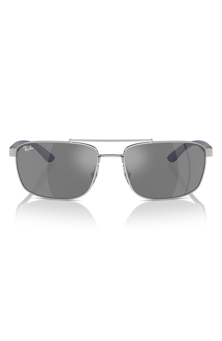 Ray-Ban 60mm Rectangular Sunglasses, Alternate, color, Silver