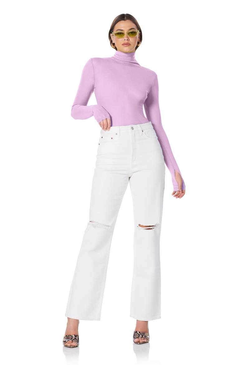 Zadie Power Mesh Turtleneck Top, Alternate, color, ORCHID