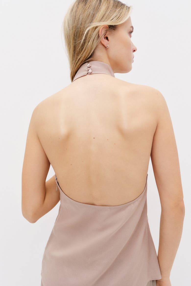 Viscose Halterneck Top, Alternate, color, Beige