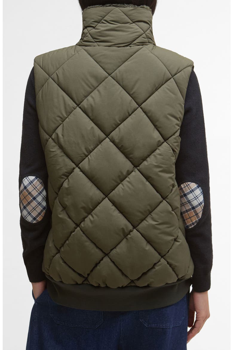 Becky Diamond Quilted Puffer Vest, Alternate, color, OLIVE/ ANCIENT TARTAN