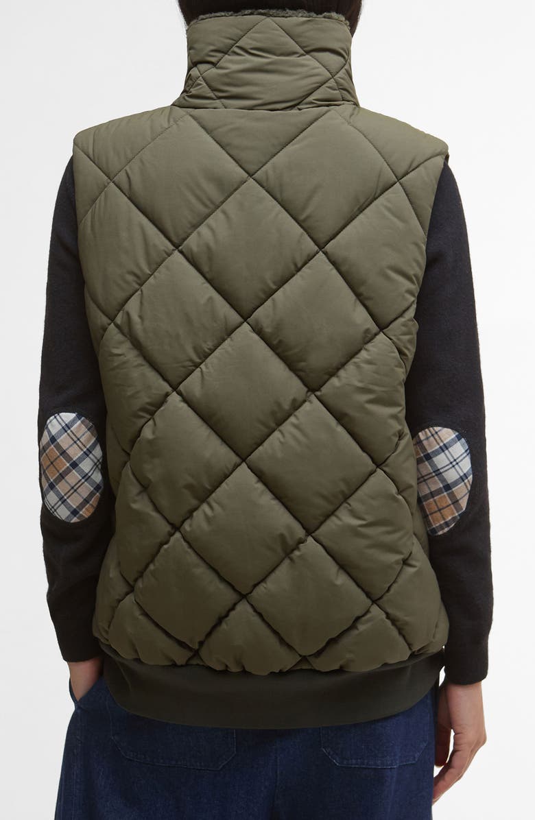 Barbour Becky Diamond Quilted Puffer Vest, Alternate, color, Olive/ Ancient Tartan