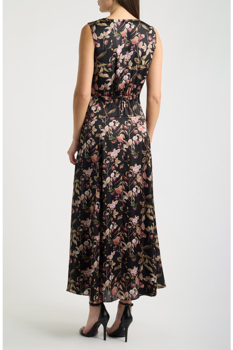 Floral Print Sleeveless Maxi Dress, Alternate, color, BLACK/ MULTI