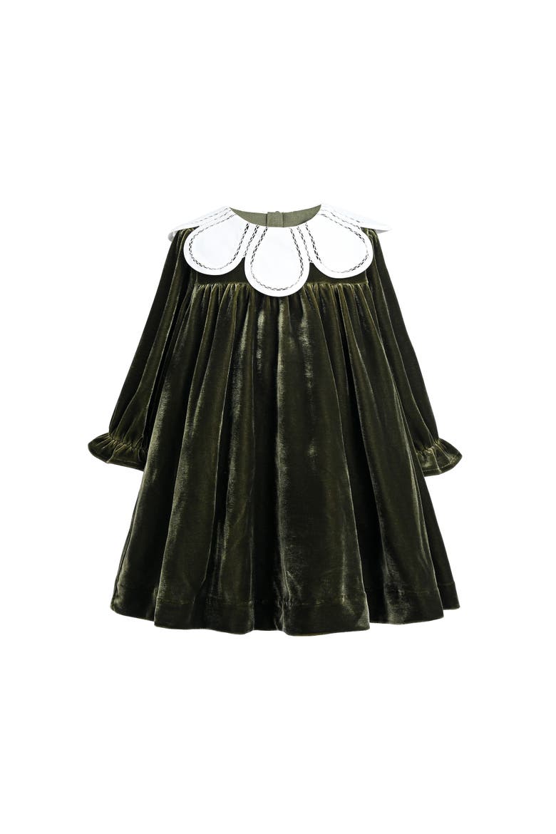 Petal Velvet Dress, Main, color, Olive