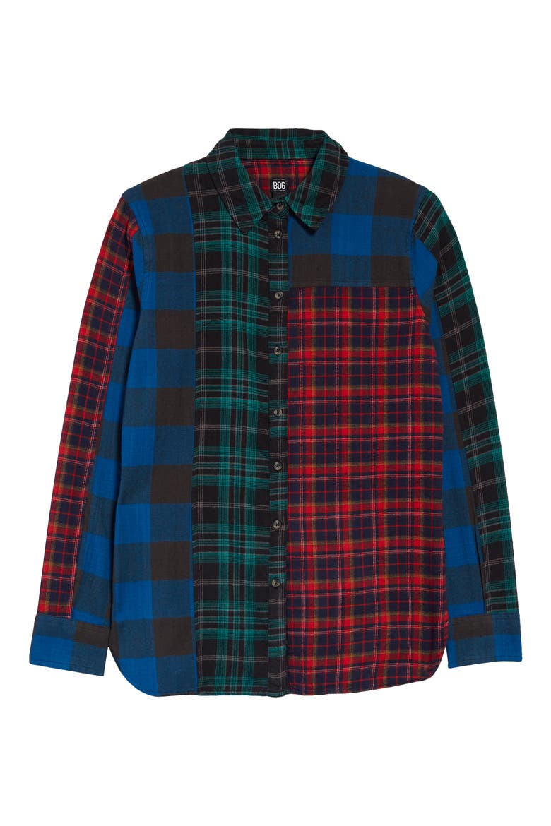 Nicole Splice Check Button-Up Shirt, Alternate, color, MULTI