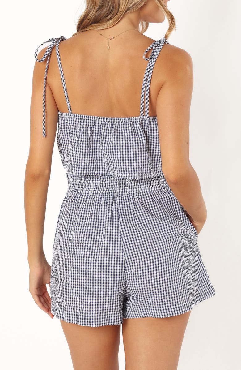 Petal & Pup Callum Gingham Crop Camisole & Shorts Set, Alternate, color, Navy Gingham