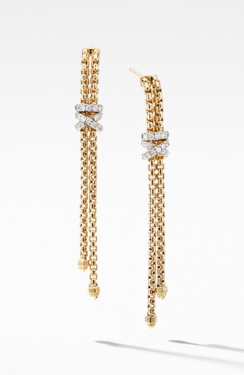 Helena Box Chain Earrings in 18K Yellow Gold with Diamonds