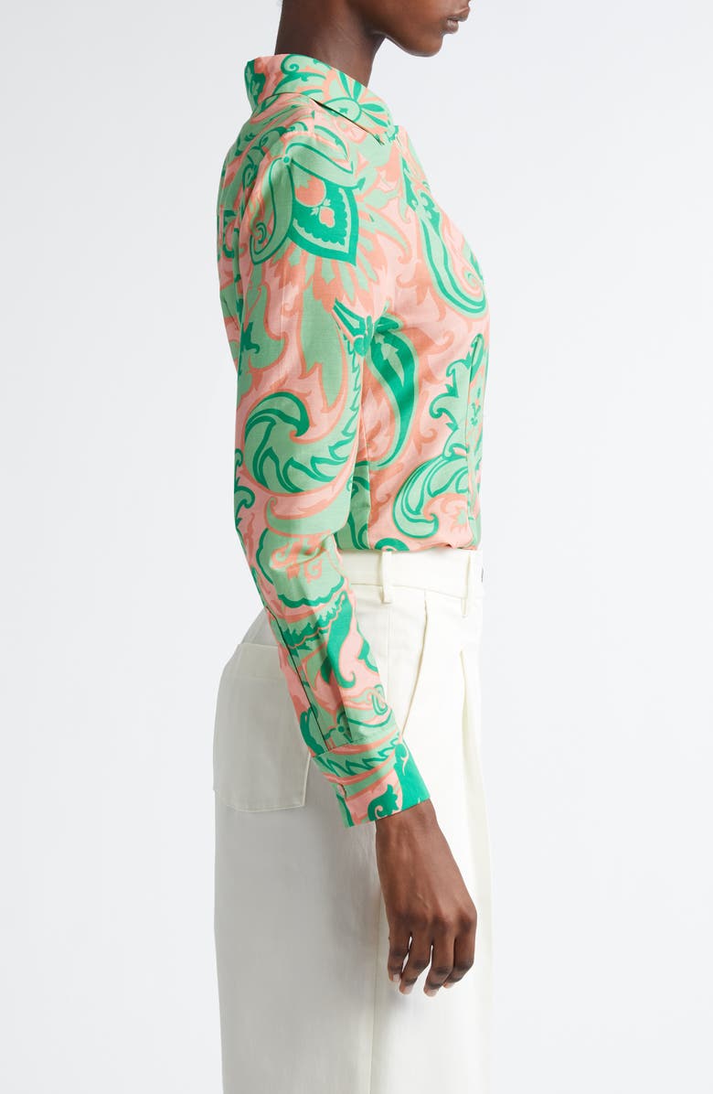 Etro Paisley Cotton & Silk Button-Up Shirt, Alternate, color, 