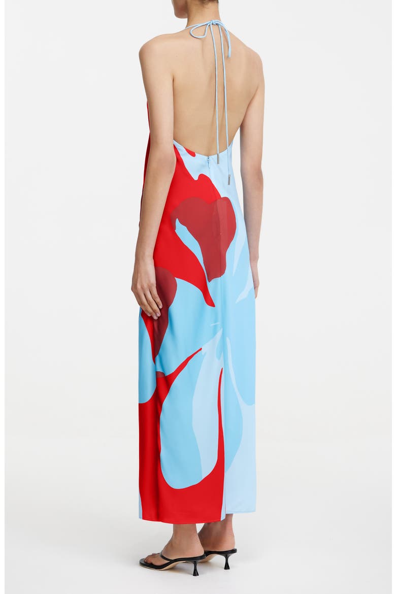 Katy Abstract Floral Halter Neck Maxi Dress, Alternate, color, CRIMSON STENCIL