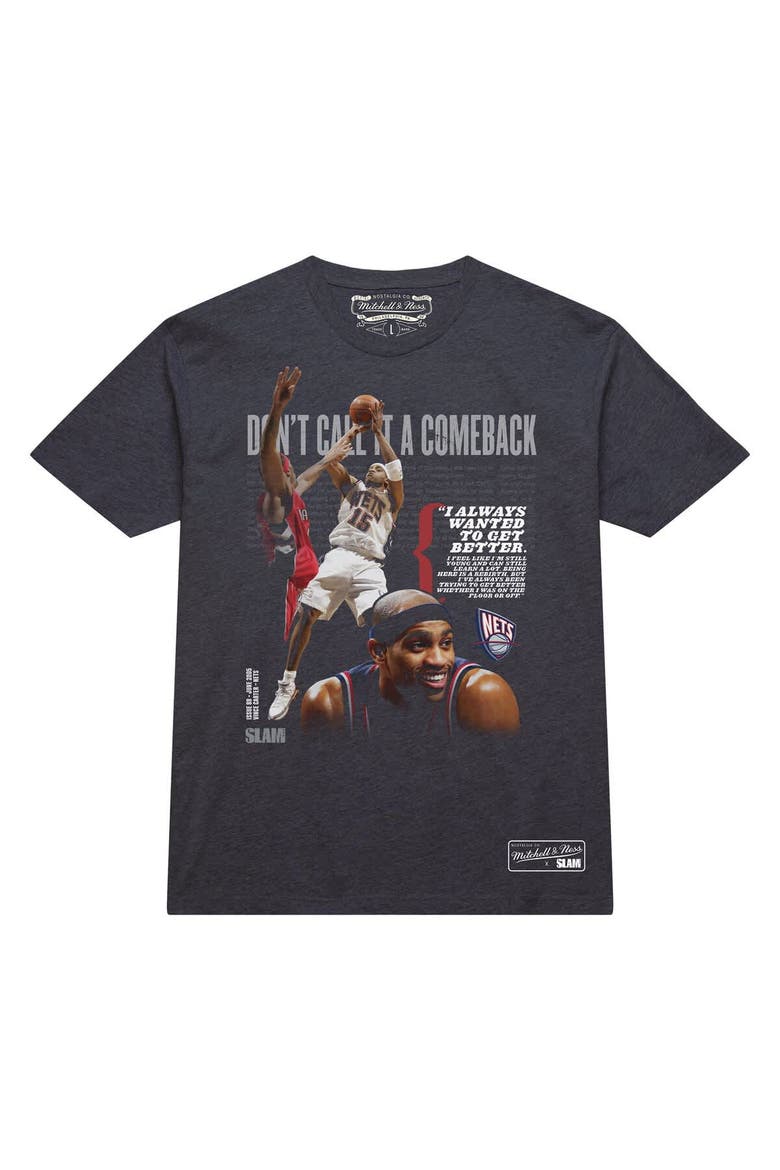 Unisex Mitchell & Ness Vince Carter Charcoal New Jersey Nets Don't Call It A Comeback T-Shirt, Alternate, color, Charcoal