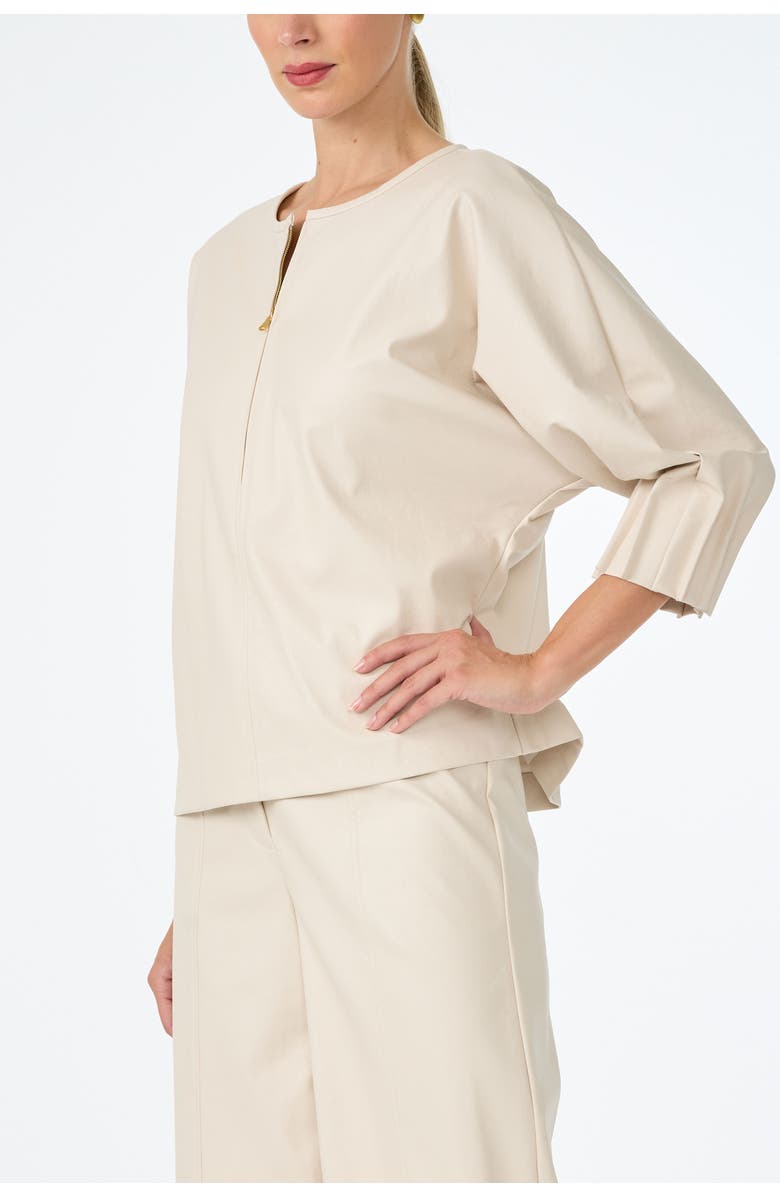 Trina Turk Coletta Faux Leather Top, Alternate, color, Ecru