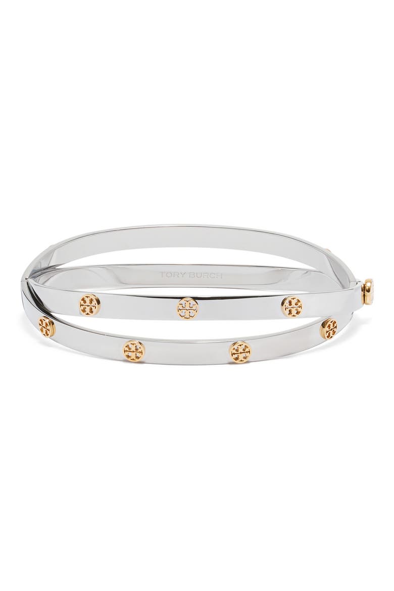 Icon Stud Double Bracelet, Main, color, TORY GOLD / TORY SILVER