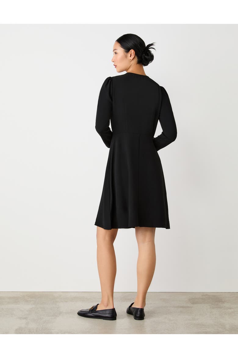Evie Long Sleeve Crepe Short Dress, Alternate, color, Black
