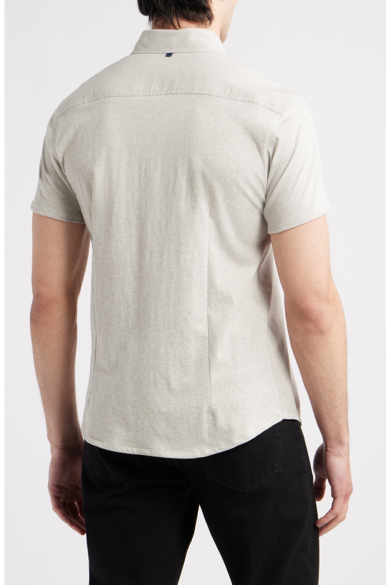 Reworked Slim Fit Solid Short Sleeve Cotton Button-Down Shirt, Alternate, color, TAUPE