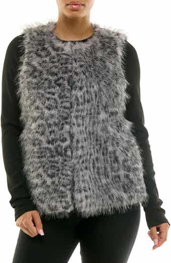 Nina Leonard Leopard Print Faux Fur Vest
