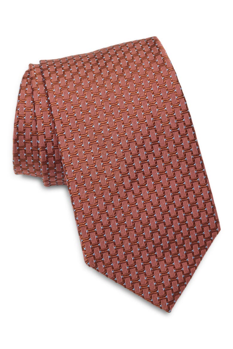 Geometric Silk Tie, Main, color, MEDIUM ORANGE