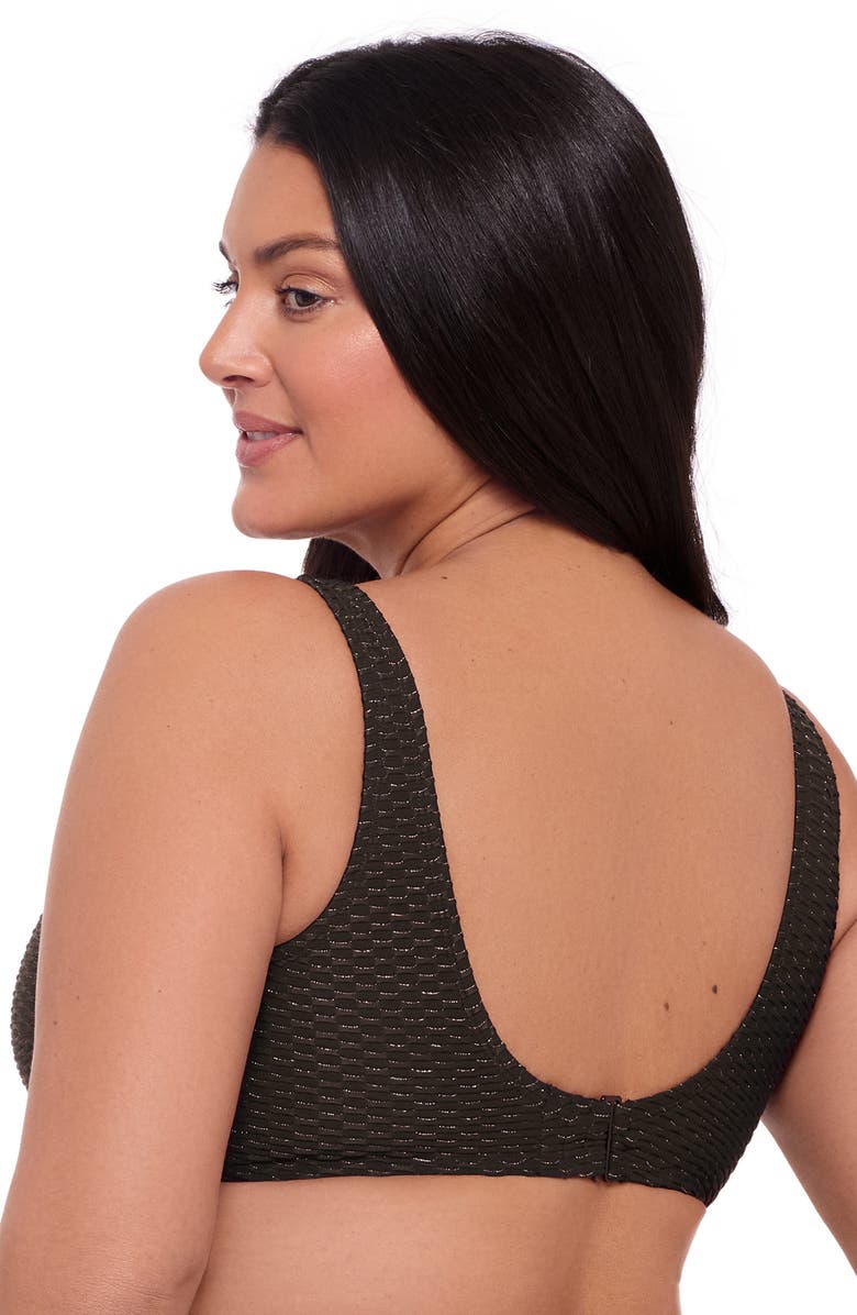 S3 Novelty Texture Wrap Bralette Swim Top, Alternate, color, Onyx Black