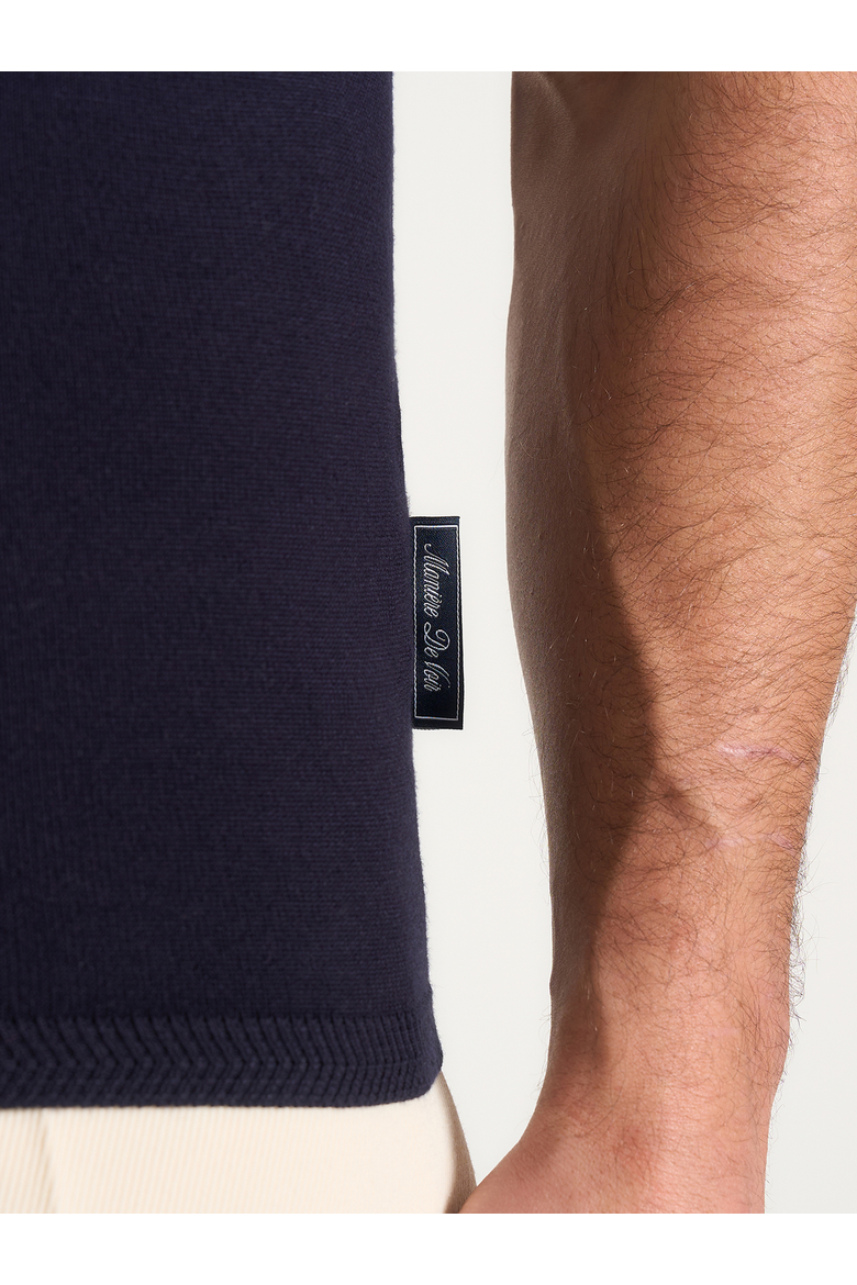 Enzo Colour Block Polo, Alternate, color, Navy