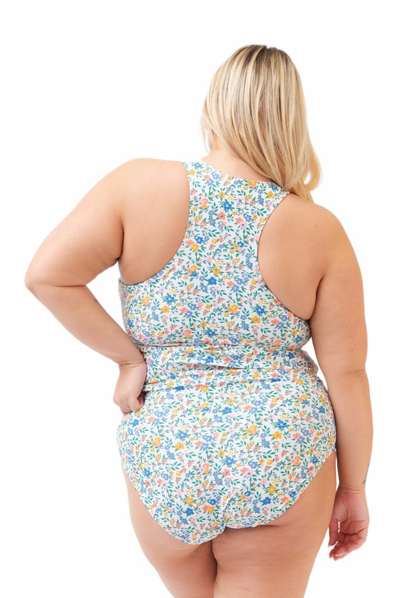 Racer-Back Tankini Top, Alternate, color, Calico