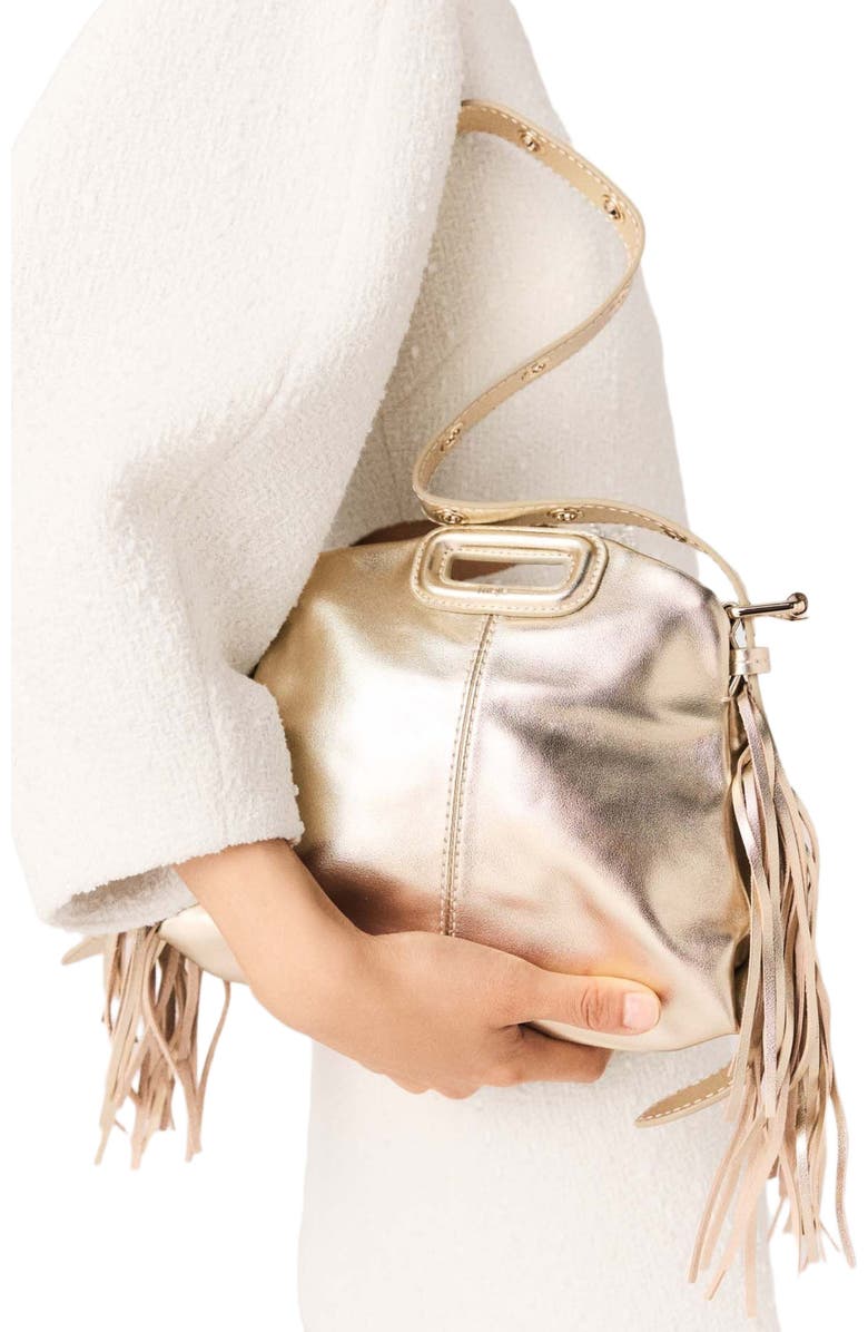maje Miss M mini metallic leather bag, Alternate, color, Gold
