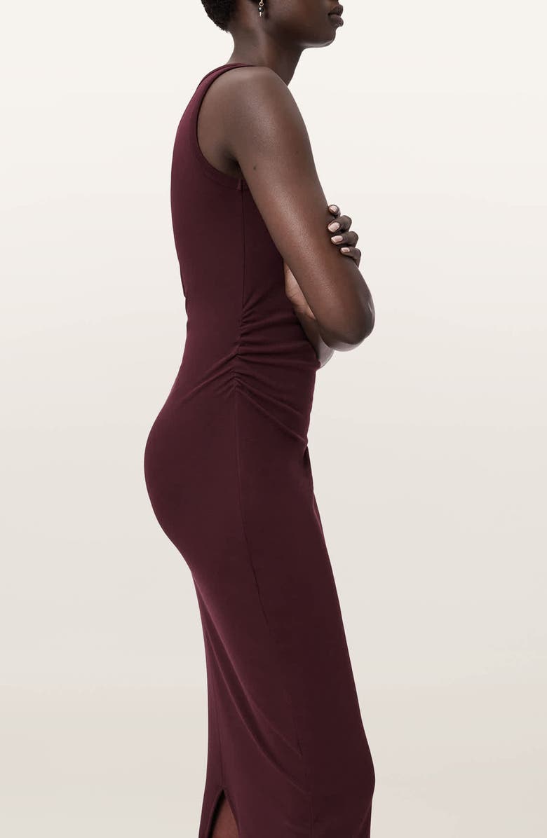 AllSaints Katarina Ruched Side Maxi Dress, Alternate, color, Oxblood Red