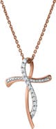 LuvMyJewelry Elarith 0.15 Cts Natural Diamond Cross 14K Gold Pendant
