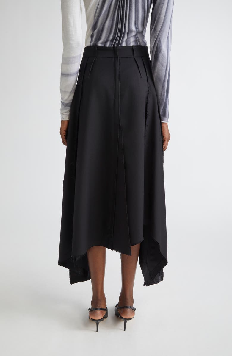 Jason Wu Collection Inverted Seam Suiting Wool Asymmetric Midi Skirt, Alternate, color, Black