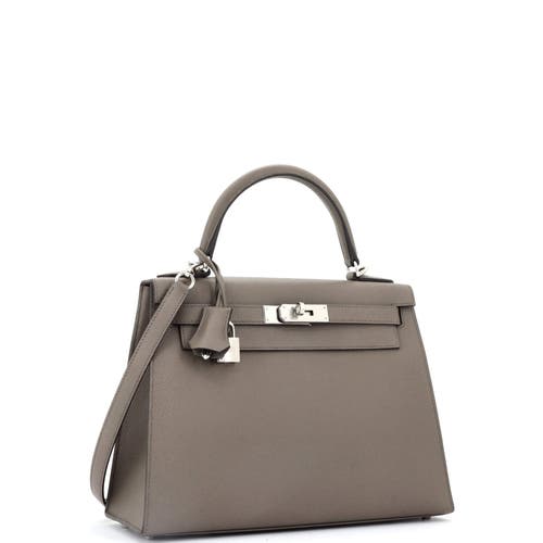 Pre-owned Hermes Hermes Kelly Handbag Grey Epsom With Palladium Hardware 28 In Gray