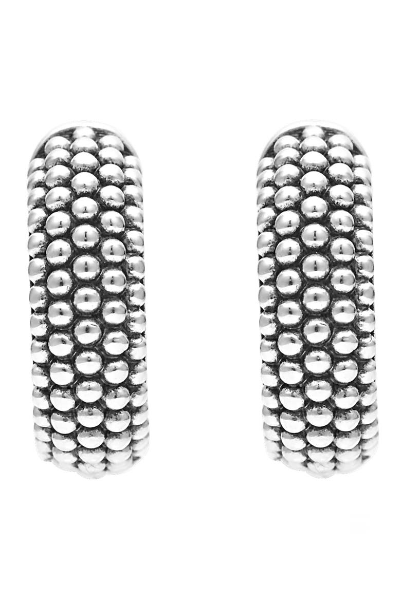 Signature Caviar Sterling Silver Huggie Hoop Earrings (Nordstrom Exclusive), Alternate, color, SILVER