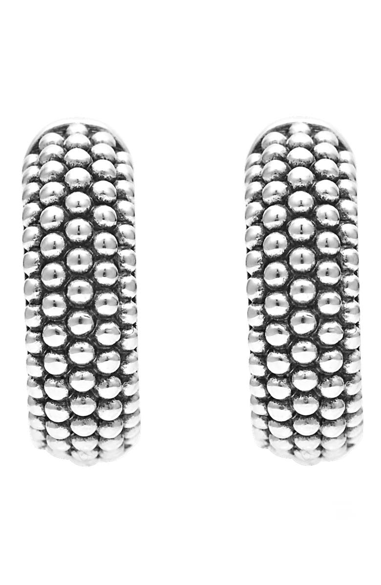 LAGOS Signature Caviar Sterling Silver Huggie Hoop Earrings, Alternate, color, Silver