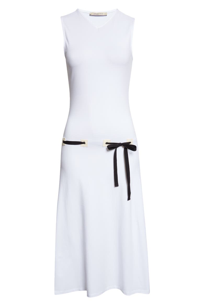 Suni Drawstring Organic Cotton Knit Midi Dress, Alternate, color, 000 - WHITE