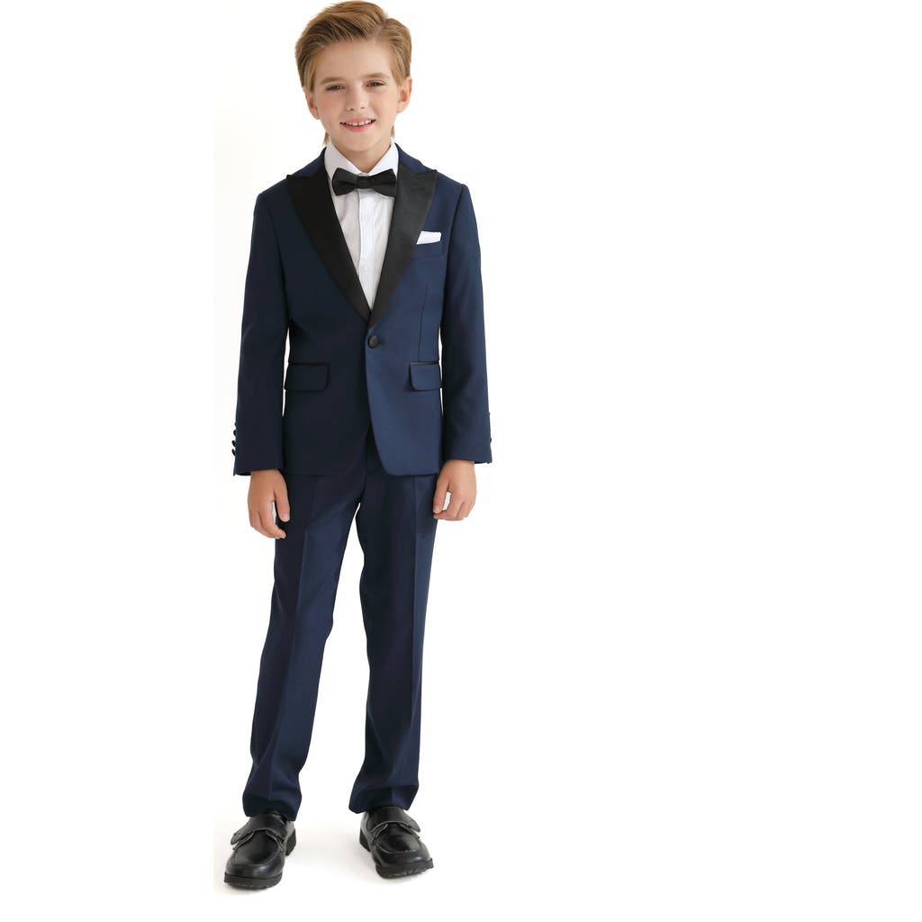 Moustache Peak Lapel Suit Set In Navy