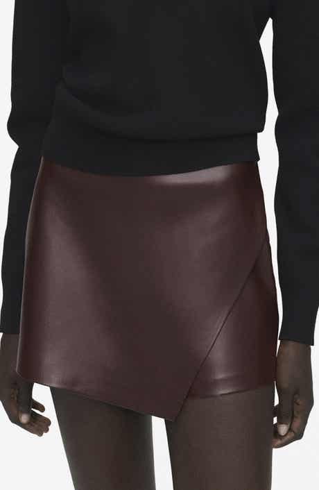 Wrap Faux Leather Skort
