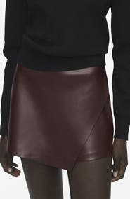 MANGO Wrap Faux Leather Skort