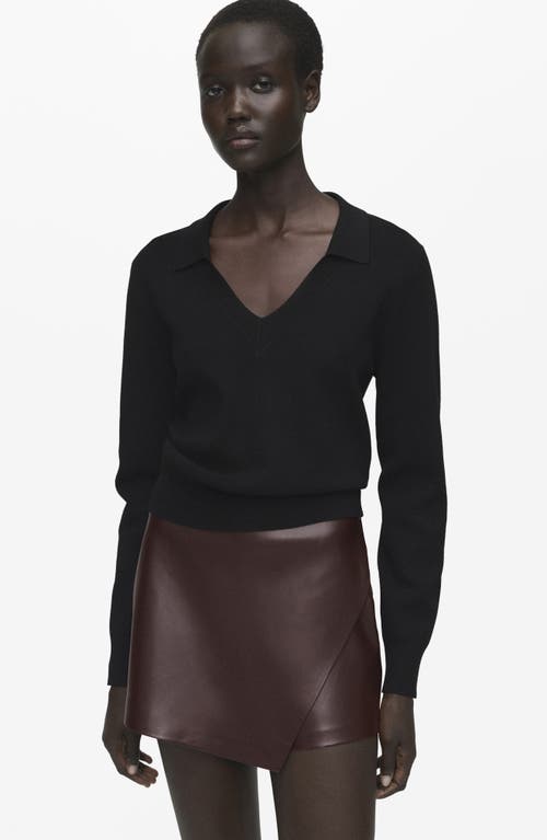 Mango Wrap Faux Leather Skort In Brown