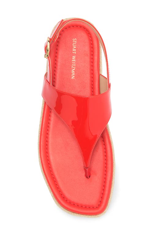 Stuart Weitzman Mel Patent Espadrille Flatform Sandal In Rojo