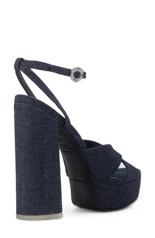 Black Suede Studio Hannah Ankle Strap Platform Sandal In Dark Denim