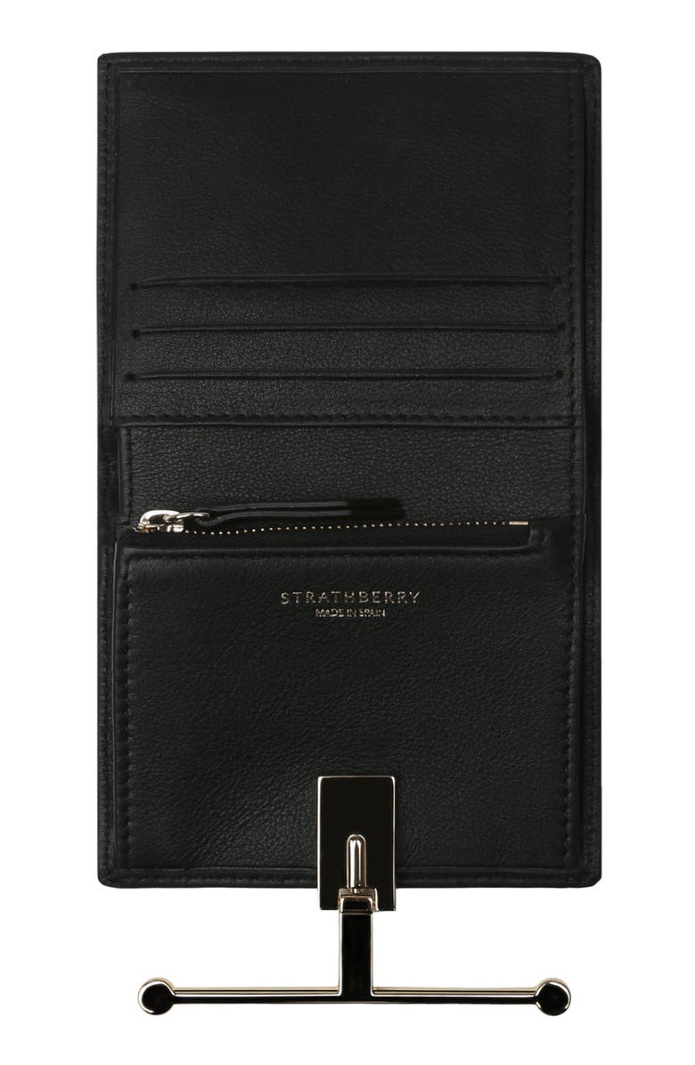 Strathberry Small Melville Leather Bifold Wallet, Alternate, color, Black