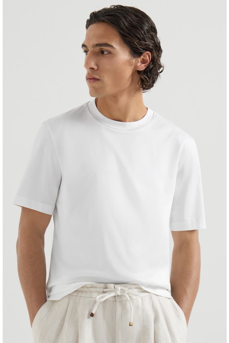 Cotton jersey T-shirt with piping, Alternate, color, White