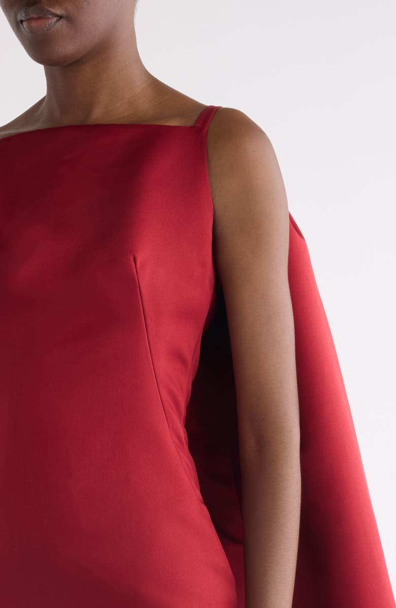 Givenchy Silk Satin Cape Minidress, Alternate, color, Dark Red