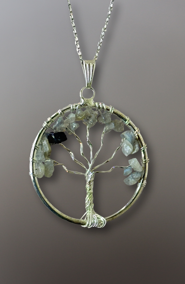 Humanist Beauty Tree of Life Gemstone Necklace, Alternate, color, Labradorite