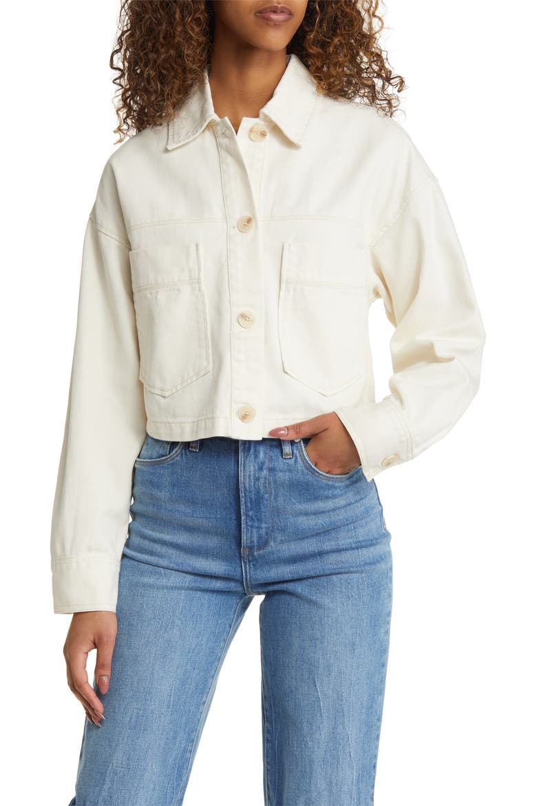 Cotton Twill Crop Jacket, Alternate, color, CASA BLANCA