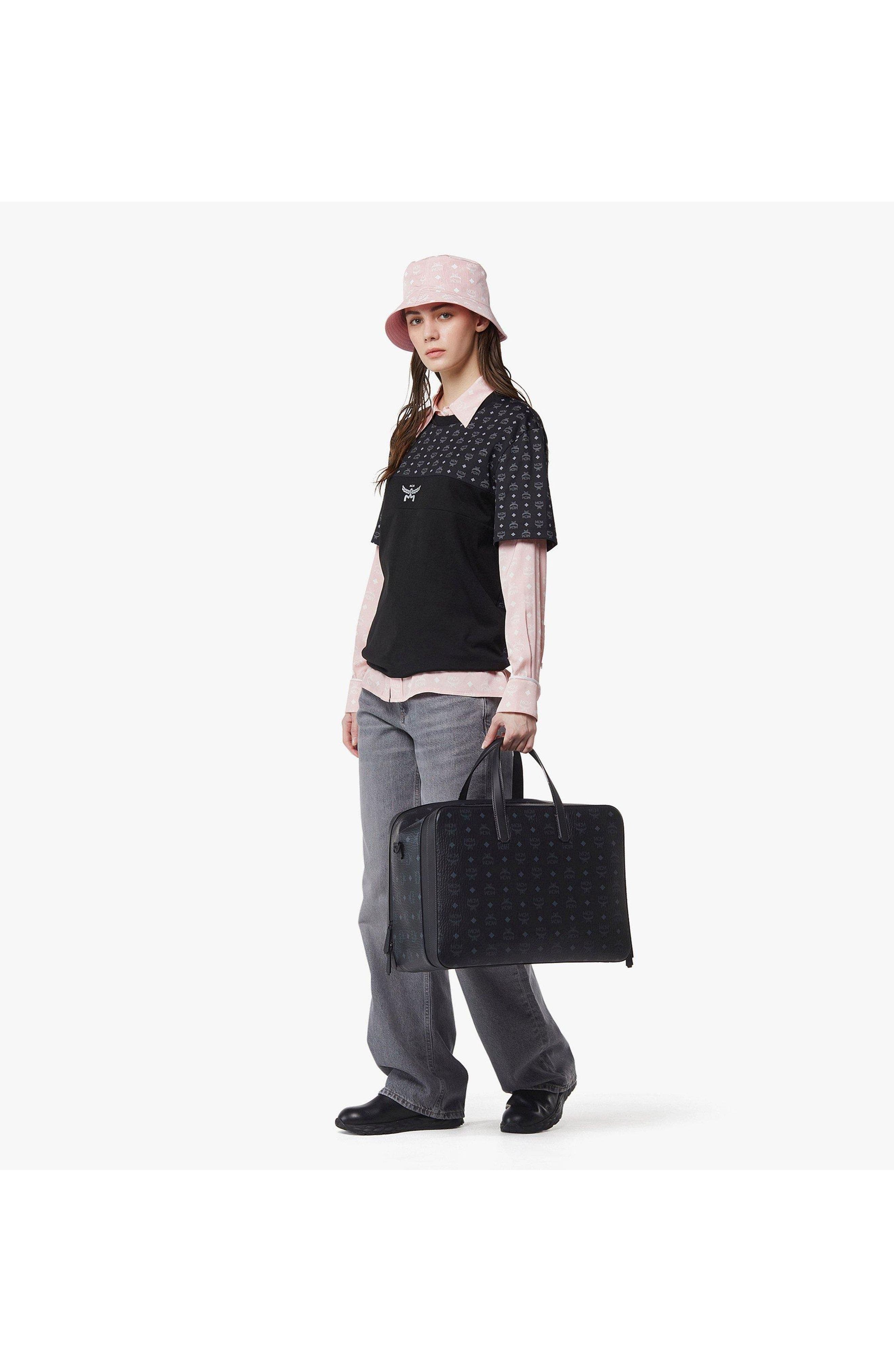 MCM Ottomar Garment Bag in Visetos, Alternate, color, Black