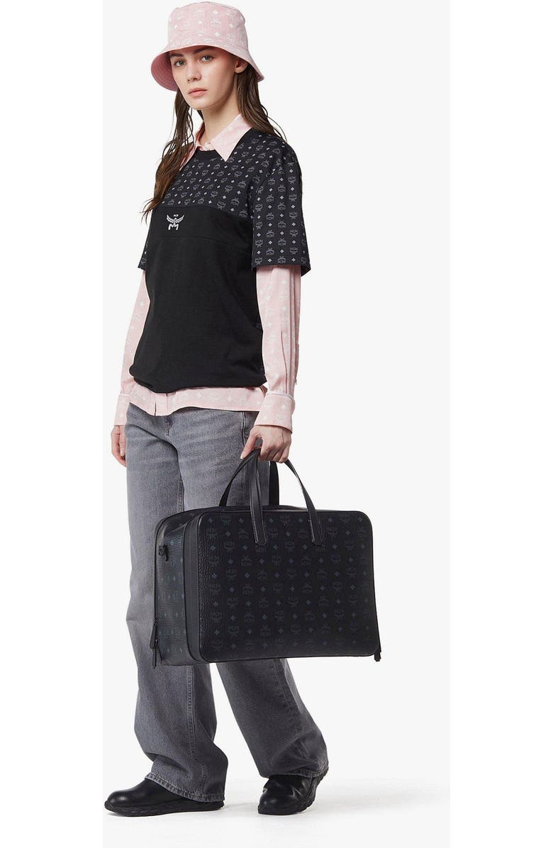 MCM Ottomar Garment Bag in Visetos, Alternate, color, Black