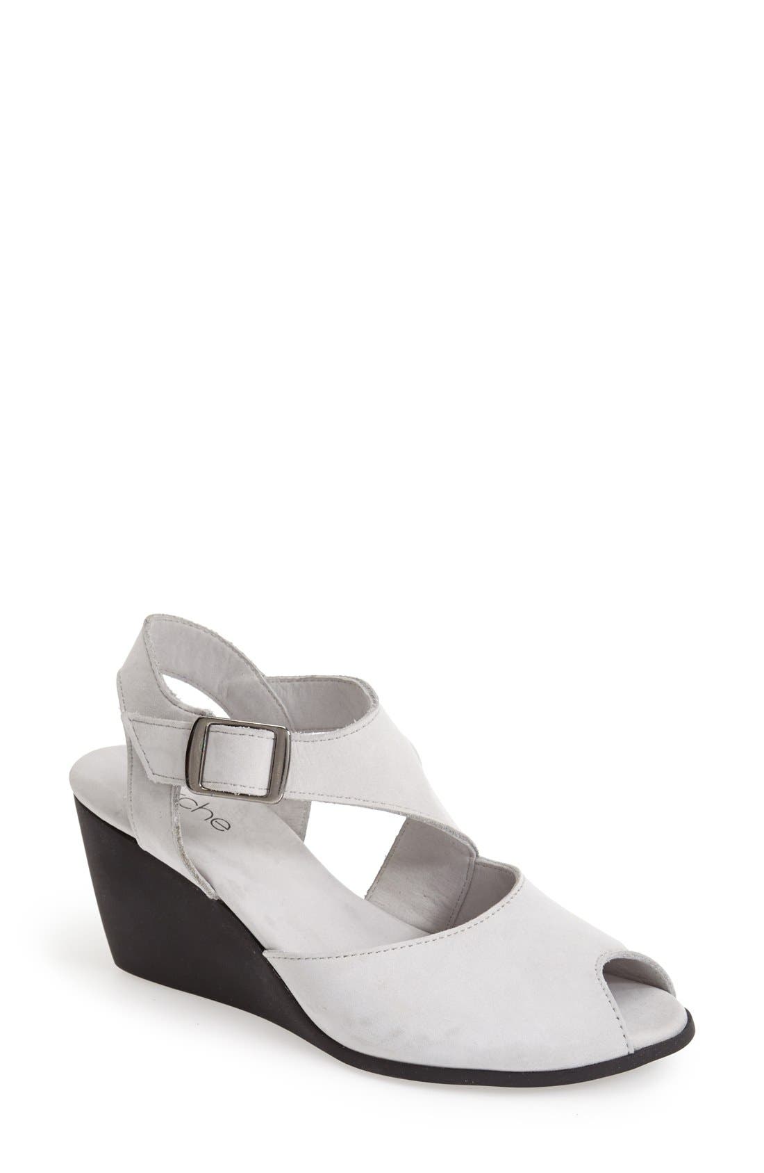 'Egwaro' Nubuck Wedge Sandal, Main, color, GREY