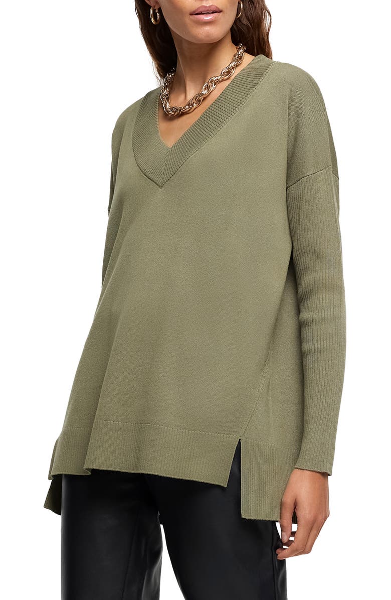 River Island V-Neck Sweater, Main, color, 