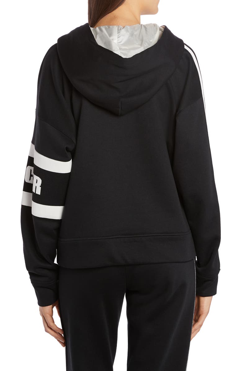 Moncler Logo Oversize Crop Cotton Blend Hoodie, Alternate, color,