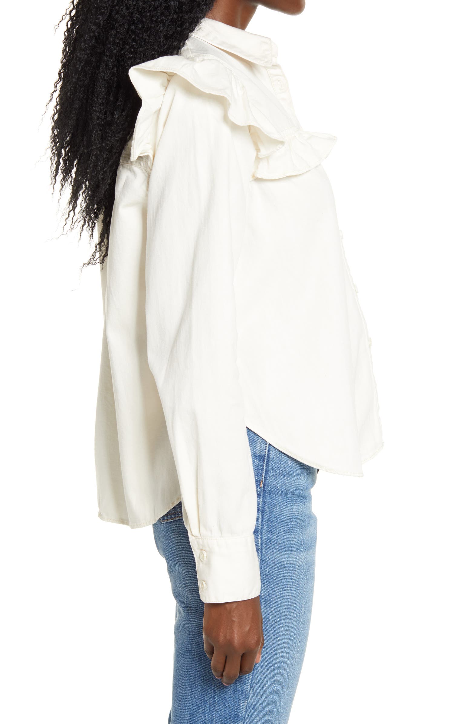 Free People Samantha Ruffle Button-Up Shirt | Nordstromrack